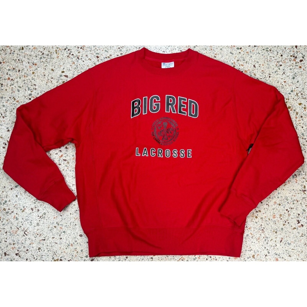Champion Reverse Weave Vtg Big Red‎ The Lawrenceville Lacrosse Sweatshirt Size L